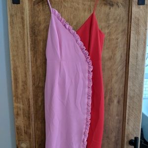 Pink and red cocktail dress